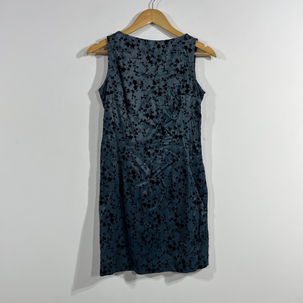 Forever 21 Vintage Y2K Satin Black Velvet Floral Shift Dress Small Fairy Grunge